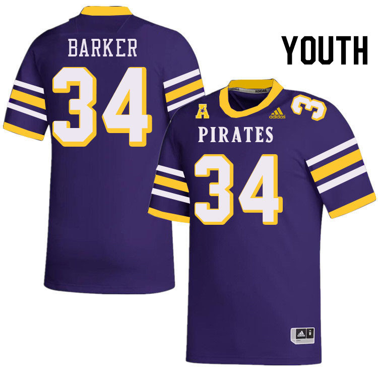 Youth #34 Jackson Barker ECU Pirates College Football Jerseys Stitched-Throwback